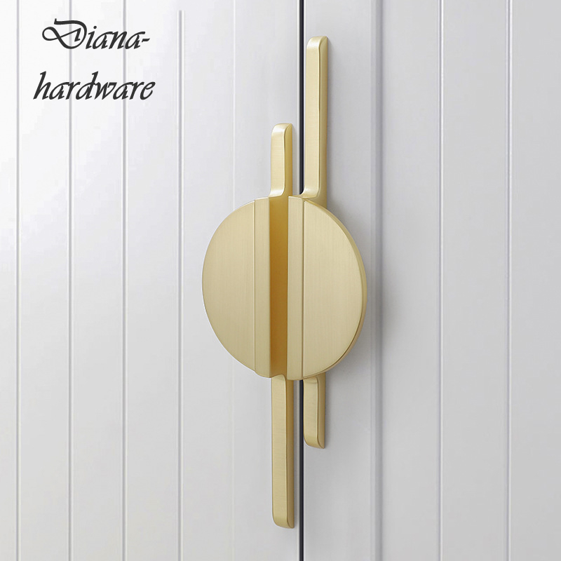 New! Modern Simple Golden Gray Round Counter Cabinet Door Drawer Pulls kitchen Cupboard Door Handle